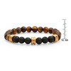Steeltime Men's tiger eye and black lava beaded stainless steel bracelet. Color Options: Silver, Gold - 3 of 4