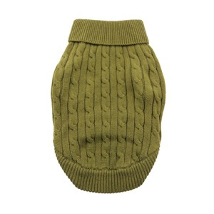 Doggie Design Combed Cotton Cable Knit Dog Sweater - Herb Green - 1 of 3