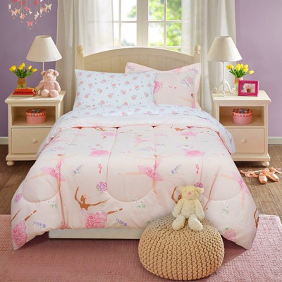 Photo 1 of 5pc Twin Dancing Ballerina Bed in a Bag Light Blue - Kidz Mix