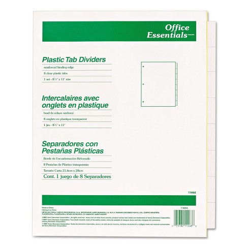 8-Tab Avery Office Essentials Plastic Insertable Dividers Letter 