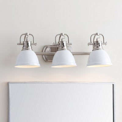 Roland 24.25" White and Nickel Three-Light Bathroom Sconce