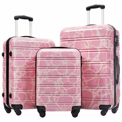 YONWAY 3 Piece Hardshell Luggage Sets, Lightweight Printing Luggage Set,With TSA Lock, PC+ABS Construction And Spinner Wheels