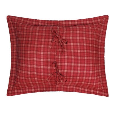 Oxford Red Plaid Cotton King Pillow Sham with Tie Closure