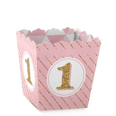 Big Dot of Happiness 1st Birthday Girl - Fun to be One - Party Mini Favor Boxes - First Birthday Party Treat Candy Boxes - Set of 12