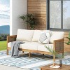Burchett Outdoor Acacia Wood/Wicker Round 3 Seater Sofa with Cushions - Christopher Knight Home: Weather-Resistant Patio Furniture - 3 of 4