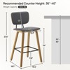 Bekrvio 26" Counter Height Bar Stools - PU Leather Upholstered with Backs, Bent Wood Legs, Mid Century Modern Counter Stools for Kitchen Island - 2 of 4