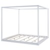 King Size Bed Frame, Modern Wooden Canopy Bed Frame with Low Base Support Legs, King Size Canopy Bed for Kids Teens, No Box Spring Needed White - 3 of 4