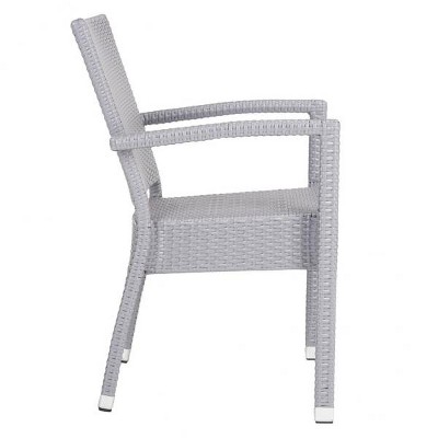 Kelda Gray Wicker Stacking Arm Chairs Set of 2