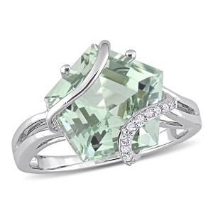 EVERLY JEWELRY | Sterling Silver 6 1/2 CT TGW Green Quartz and Diamond Accent Swirl Ring - 1 of 4