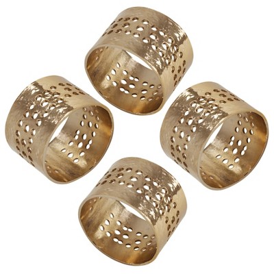 Gold Hole Punched Metal Napkin Rings Set of 4