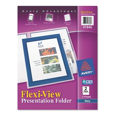Avery Flexi-View Two-Pocket Polypropylene Plastic Folder, Navy/Translucent, 2/Pack