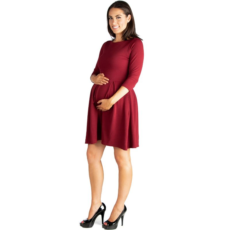 24seven Comfort Apparel Perfect Fit and Flare Maternity Pocket Dress, 2 of 5