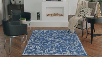 Pink Floral Synthetic Kids' Rectangular 5' x 7' Rug