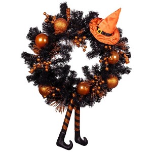Kurt Adler Un-Lit Halloween Wreath, Orange & Black, 33in - 1 of 4