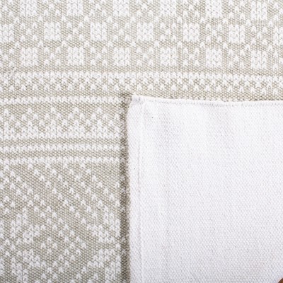 Hand-Loomed Gray and Ivory Cotton Area Rug - 27" x 8"