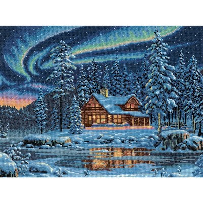 Dimensions Gold Collection Counted Cross Stitch Kit 16"X12"-Aurora Cabin (16 Count)