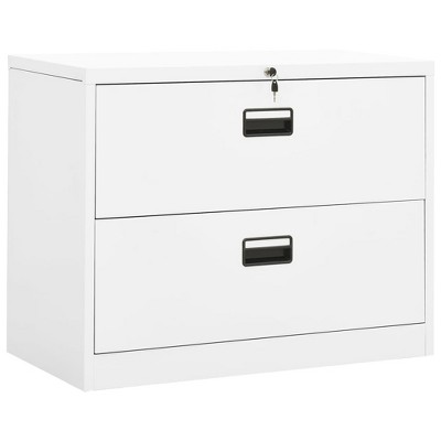 vidaXL Filing Cabinet White 35.4 in.x18.1 in.x28.5 in. Steel