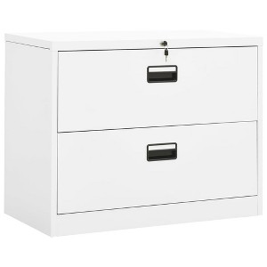 vidaXL Filing Cabinet White 35.4 in.x18.1 in.x28.5 in. Steel - 1 of 4