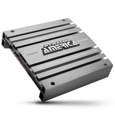 Pyramid 2 Channel Car Stereo Amplifier - 2000W High Power 2-Channel Bridgeable Audio Sound w/MOSFET, Crossover, Bass Boost Control, Silver