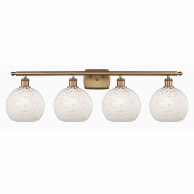 White Mouchette - 4 Light Bath Vanity In Modern Style-11 Inches Tall and 38 Inches Wide