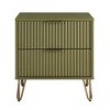 KTMBDW Modern Nightstand, Accent Bedside End Side Table with 2 Storage Drawers, and Metal Legs for Living Room or Bedroom - 3 of 4