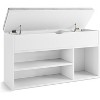 Shoe Storage Bench with Cushion, Entryway Bench with Lift-Top Storage Box and 2 Tiers Open Shoe Rack, Wooden Shoe Bench for Entryway, Bedroom - 3 of 4