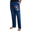 Marvel Mens' Captain America Shield Logo Plaid Pajama Lounge Pants Blue - 4 of 4