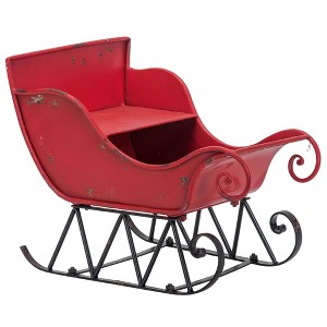 Gulches Large Iron Christmas Sleigh 39x17.7x22"H - Red/Black Distressed Finish, Holiday Decor for Home Yard - 1 of 4
