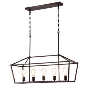 Chloe Lighting Ironclad Industrial 5 Light Oil Rubbed Bronze Island Pendant Ceiling Fixture 36" Wide - 1 of 4