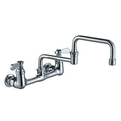 ALFI Heavy Duty Wall Mount Utility Faucet with Double Jointed Retractable Swing Spout and Lever Handles