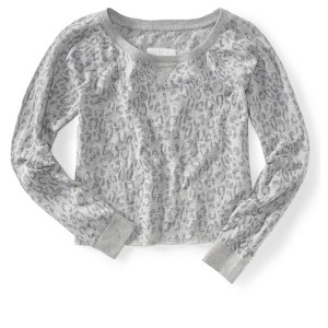 Aeropostale Womens Sleeve Leopard Print Cut-off Knit Sweater - 1 of 1