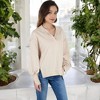 Anna-Kaci Women's Long Sleeve Pullover Hoodie with Button Neck and Raw Hem Detail - 3 of 4