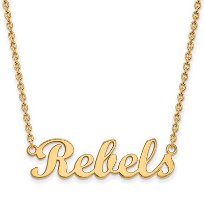 Black Bow Jewelry 10k Yellow Gold Mississippi Rebels NCAA Necklace 18 Inch
