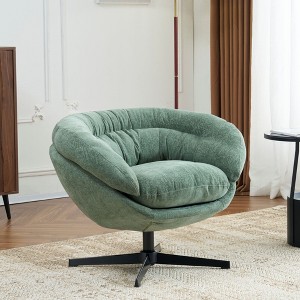Okak Accent Chair, Modern Chenille Office Chair, Swivel Accent Chair with Removable Cushion, Round Office Chair, Metal Base and Cotton Material - 1 of 4