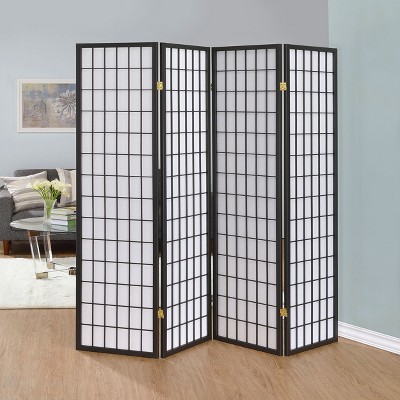 Vynxaria Sartre Dark gray 4-Panel Room Divider Folding Shoji Screen
