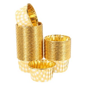 Unique Bargains Round-Grid Greaseproof Single-sided Aluminum Foil Cupcake Liners 100 Pcs - 1 of 4