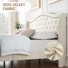 Bed Frame with Button Tufted Headboard, Velvet Upholstered Bed Frame with Wooden Slat Support, Under Bed Storage, No Box Spring Needed, Beige - 3 of 4