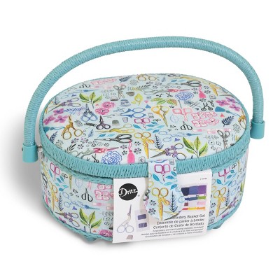 Dritz Small Sewing Basket Filled With Embroidery Supplies : Target