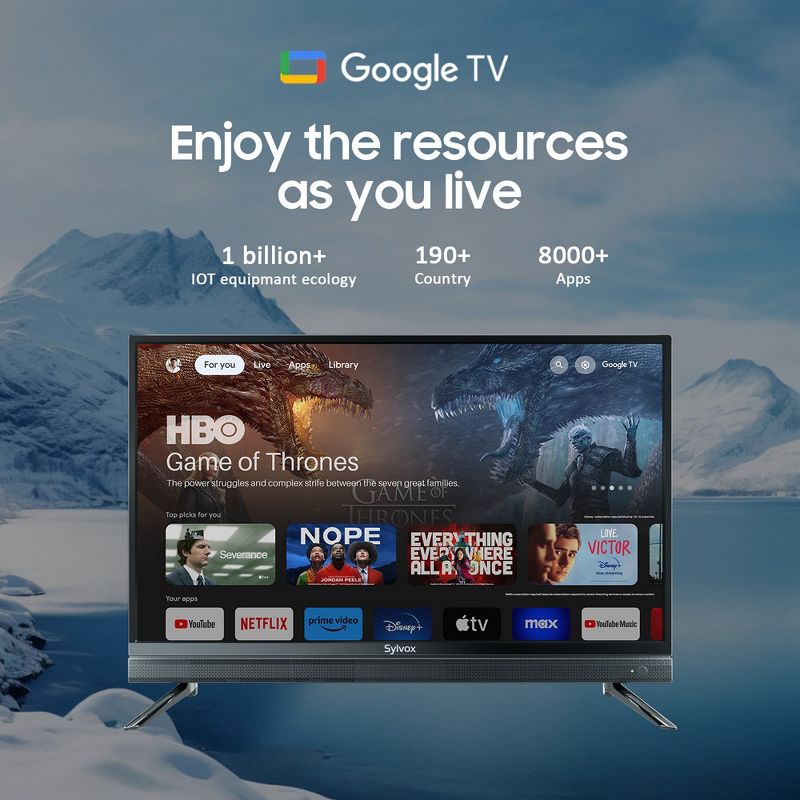 SYLVOX Smart RV TV, 32'' 12 Volt TV for RV Camper, Newest Google TV with Google Assitant App Store Chromecast, 1080P FHD DC/AC Powered Small Smart TV, 2 of 10
