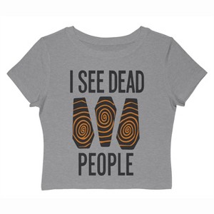 Rerun Island Women I See Dead People Coffins Short Sleeve Graphic Cotton Baby Tee - 1 of 4
