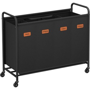 3-Section Laundry Sorter, Laundry Hamper with Wheels, Rolling Clothes Hamper Cart with Large Capacity and Removable Bags - 1 of 4