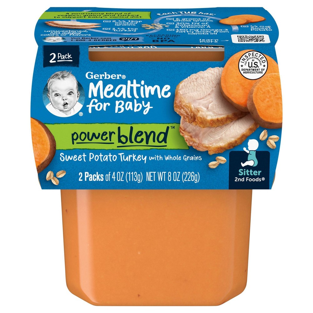 Photos - Baby Food Gerber Sitter 2nd Foods Sweet Potato & Turkey with Whole Grains Baby Meals 