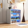 Vynxaria White Shoe Display Cabinet with Glass Door and Stackable Design - 3 of 4
