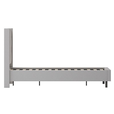 Riverdale Light Gray Upholstered Queen Platform Bed with Nailhead Trim