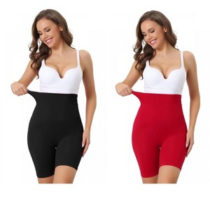 Allegra K Women's High Waisted Breathable Comfortable Stretchy Slimming Tummy Control Panties 2 Packs - 1 of 4
