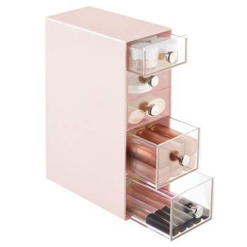 Mdesign Plastic Makeup Organizer W/ Drawers/ Divided Sections, Light  Pink/clear : Target