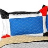 Slickblue Full/Queen Quilt Set, 100% TC Fabric Vermicelli Quilted Patchwork, Machine Washable, 3 Geometric Design, 3pc - 3 of 4