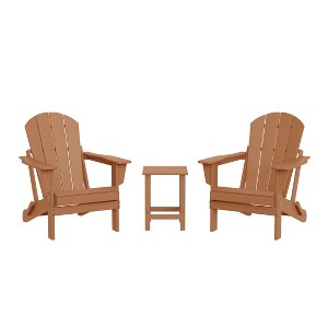 WestinTrends Malibu HDPE Outdoor Patio Folding Poly Adirondack Conversation Set (3-Piece) - 1 of 4