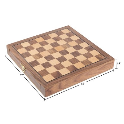 Walnut and Maple Magnetized Wood Chess Set with Storage