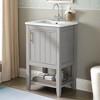 20" Bathroom Vanity Cabinet with Ceramic Sink Top Set,Freestanding, Two-Tier Storage Rack, Soft Closing Door - Leovsnove - 2 of 4